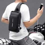 China USB charging sport sling Anti-theft shoulder bag (Black Shape)